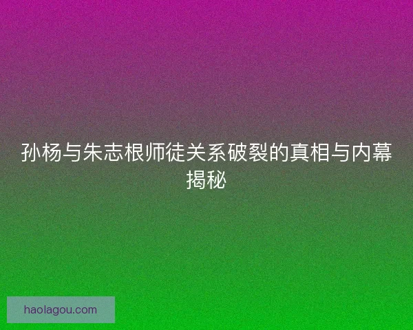 孙杨与朱志根师徒关系破裂的真相与内幕揭秘