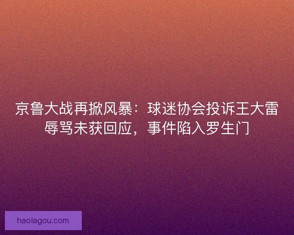 京鲁大战再掀风暴：球迷协会投诉王大雷辱骂未获回应，事件陷入罗生门
